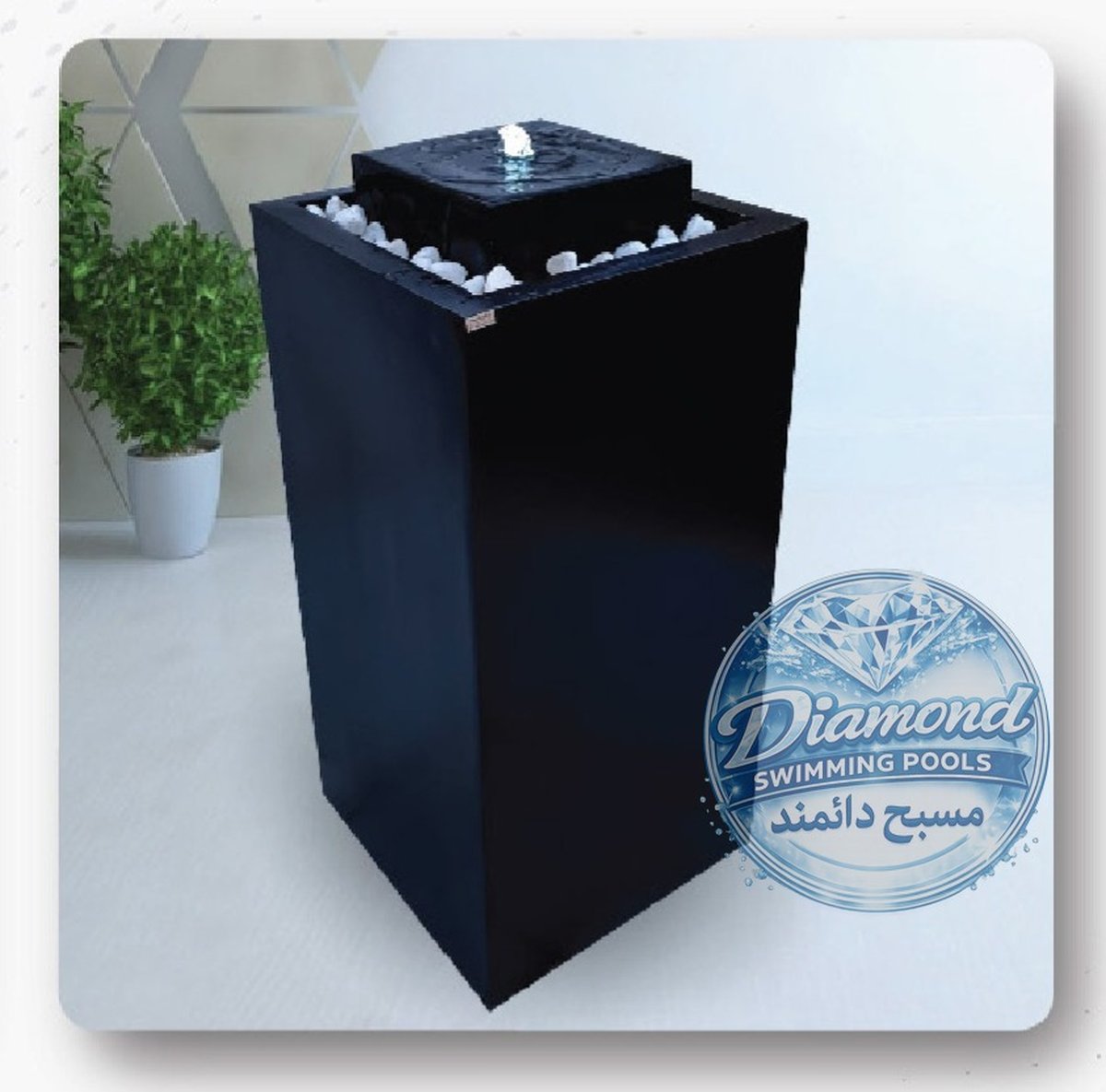 Black fiberglass water fountain feature for home
