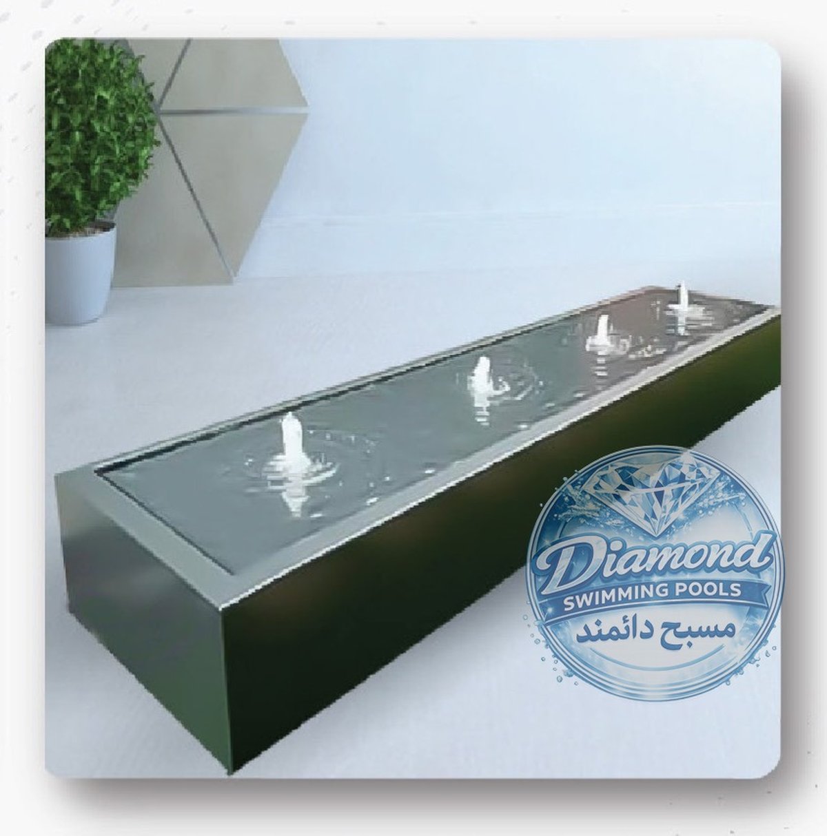 Dark fiberglass fountain trough