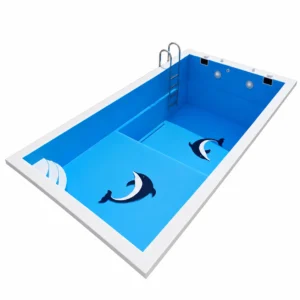 01 fiberglass pool rectangle shallow ledge and ladder