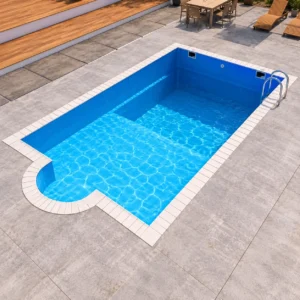 02 fiberglass pool rectangle rounded corner step