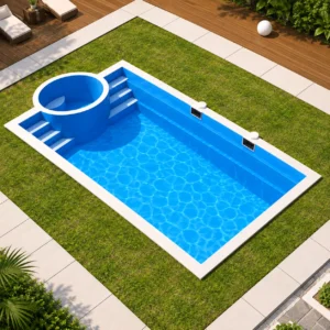 06 fiberglass pool rectangle with spa corner spa