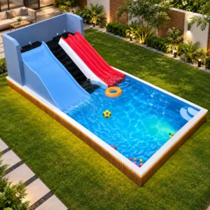 15 fiberglass pool play pool double water slide