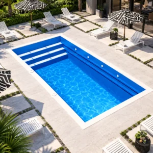 21 fiberglass pool rectangle full width steps