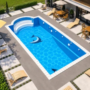 22 fiberglass pool rectangle grand roman steps