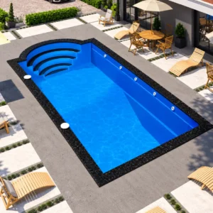 23 fiberglass pool rectangle black edge roman steps