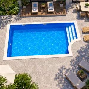 26 fiberglass pool rectangle curved corner entry