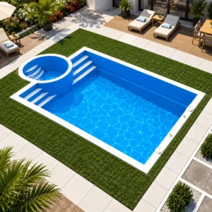 28 fiberglass pool rectangle with spa garden spa