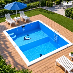 32 fiberglass pool rectangle split level and ladder