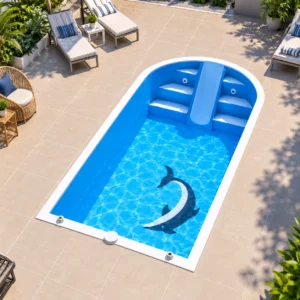 37 fiberglass pool roman split steps dolphin