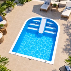 38 fiberglass pool roman split steps